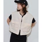 ベスト ジレ コットンツイルWポケショートベスト レディース