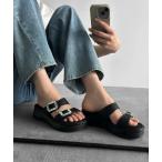 ショッピング厚底 サンダル サンダル ビジュー バックル 厚底 サンダル レディース