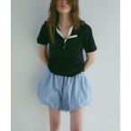 パンツ ストライプバルーンショートパンツ レディース