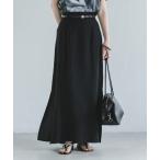 スカート 「洗える」ファジーリネンスリットAラインスカート
