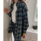 「LAUIR」 長袖ネルシャツ MEDIUM グリーン レディース