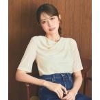 tシャツ 半袖 「洗える」シアーベロアドレープ Tシャツ レディース