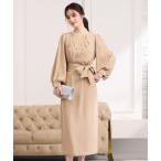 ドレス ウエストリボン付き美シルエットドレス