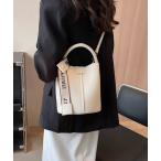 ショルダーバッグ バッグ ロゴベルトチャーム付 バケツ型 ショルダーバッグ レディース