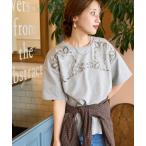 tシャツ 限定展開 花柄 カットワーク 刺繍 ルーズ 半袖 Tシャツ レディース
