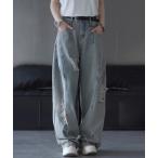ジーンズ ルーズフィットダメージワイドデニムパンツ メンズ レディース