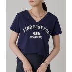 tシャツ ロゴVネックTシャツ レディース
