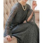 ドレス 花柄総レースフレアワンピースドレス