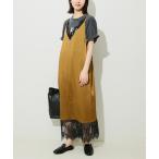 ワンピース レースサテンワンピース