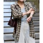 ブラウス シャツ ウールミックスボイルチェックシャツ レディース