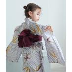 ショッピングキッズ浴衣 浴衣 キッズ浴衣3点セット utatane 淡藤色の切子紋と松 キッズ 子供 女の子