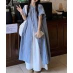 シャツワンピース ギンガムチェックシャツワンピース