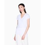 tシャツ 「A|X アルマーニ エクスチェンジ」「オンライン限定」AXロゴ 半袖VネックTシャツ/SLIM レディース