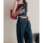 セットアップ デニムセットアップ キャミソール×ワイドパンツ レディース