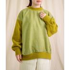 ニット セーター 「prit」 エアブラシュニット×トライスピンループツイード 切替ニットライクプルオーバー レディース