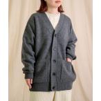 カーディガン 「prit」 ラムウール5G天竺編み Vネックワイドカーディガン レディース