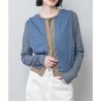 ショッピングジレ ニット セーター コットンリネン天竺編みニット×シアーニットレイヤードジレ レディース