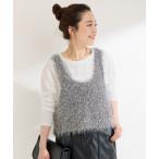 ニット セーター 「2点セット」手洗い可 / スパークシャギーニットベストxロンTEE レディース