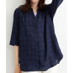 ブラウス シャツ ふんわりシャドーチェック素材シャツ レディース