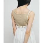 タンクトップ ノースリーブ スクエアニットタンクトップ レディース