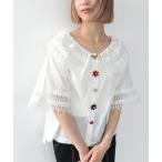 ブラウス シャツ レースカラーブラウス 