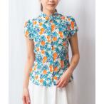 ブラウス シャツ 「NARACAMICIE」フルーツ柄シフォン半袖シャツ レディース