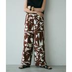 パンツ リネンタッチ幾何柄リゾートパンツ レディース