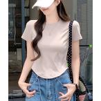 tシャツ クルーネック切り替えラインTシャツ レディース