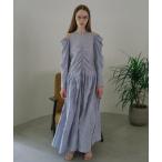 ワンピース shoulder cut off gather long one-piece