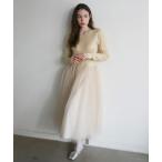 ワンピース rib knit volume tulle one-piece