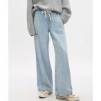 「GAP」 加工デニムパンツ L ライトインディゴブルー レディース
