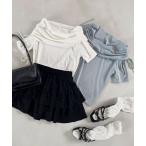 tシャツ サイドドロストオフショルカットトップス レディース