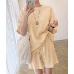 パジャマ ルームウェア 2セットアップルームウェア オーバーサイズTシャツ＆ショートパンツ レディース