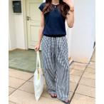 パンツ ギンガムチェックワイドイージーパンツ レディース