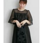 ドレス オーガンジー切り替えデザインワンピースドレス「大きいサイズ」