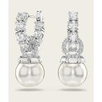 ショッピングパール ピアス 「公式」「スワロフスキー」Matrix ドロップピアス クリスタル・パール， ラウンドカット， ホワイト， ロジウム・プレーティング レディー