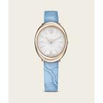 腕時計 「公式」「スワロフスキー」Imber oval ウォッチ， スイス製， レザーストラップ， ブルー， シャンパンゴールドトーン仕上げ レディー