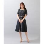 ワンピース 「美シルエットワンピ」「接触冷感/防シワ」パイピングリボンワンピース