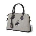 ハンドバッグ 「Beverly Hills Polo Club/ビバリーヒルズポロクラブ」ポニーロゴ刺繍 エルガリー生地ハンドバッグ（ショルダーストラ