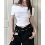オフショルダーシンプルトップス レディース