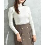 ニット セーター 変形編み袖口ボタ