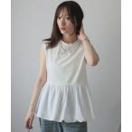 タンクトップ ノースリーブ バルーンペプラムフレンチTシャツ レディース