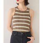 タンクトップ ノースリーブ ランダムボーダーニットタンクトップ レディース