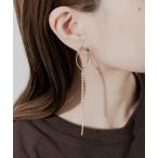 ピアス ビジューロングチェーンピアス レディース