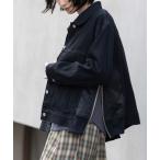 デニムジャケット gジャン 8ozデニム×ナイロンツイルドッキングトラッカージャケット レディース