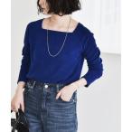 tシャツ quaranciel:「洗濯機可能」ポリエステル ベロア スクエア ネック プルオーバー レディース