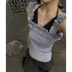  топ Faux Layered Frilled Camisole / поддельный Layered оборка топ 