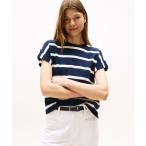 tシャツ ゴールドボタンクルーネックショートスリーブTシャツ レディース