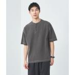 tシャツ 「別注」「Healthknit」GLR ヘンリーネック ピグメント Tシャツ メンズ