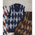 ショッピングアーガイル セーター ニット アーガイル モヘア ダブルジャカード ニット ベスト メンズ レディース